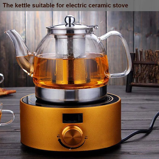 Electromagnetic Furnace Kettle Glass Flower Teapot Heat Resistant Glass Teapot With Infuser Induction Gas Stove Teapot