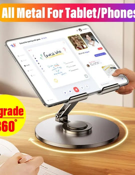 360 Tablet Desk Mobile Phone Holder Stand Foldable Lazy Bracket Adjustable Alloy Aluminum Desktop Mount For iPhone iPad Samsung
