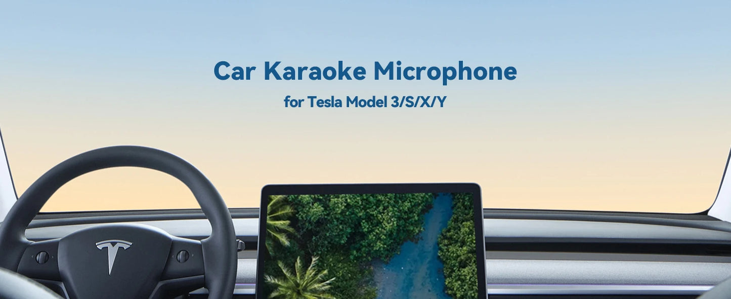 Tesla Wireless Bluetooth Karaoke Microphone with Case, Rechargeable USB-C Handheld Mic with AUX Receiver for Car & Home Singing