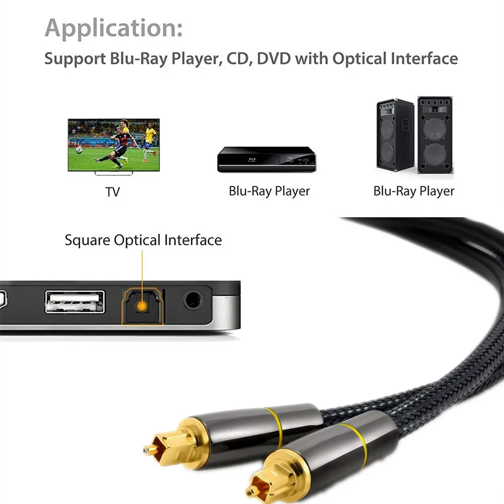 Coaxial SPDIF Cable Dolby 7.1 Soundbar 5.1 Digital Optical Audio Cable Toslink Fiber Cable for Amplifiers Player Xbox 360