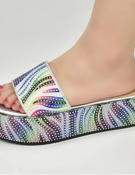 Summer Women's Mid Heels Slippers Nigerian Women Sandal High Quality Hot Selling Italian Style Slingbacks African Women Slippers