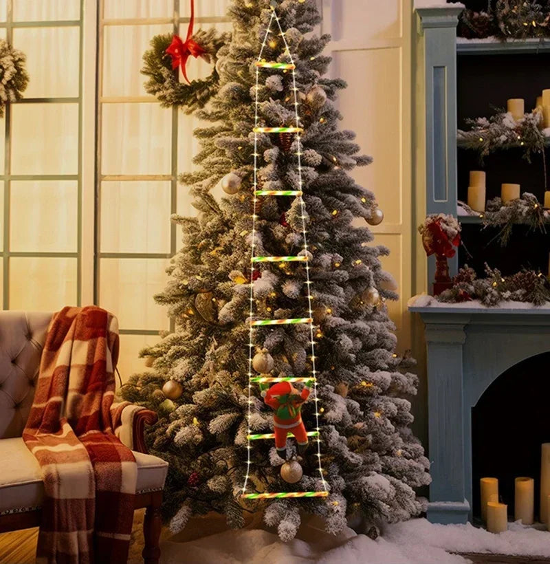 Christmas Decoration LED Ladder Light Strip Climbing Santa Claus Outdoor 8 Modes Christmas Tree For Home Window Christmas Decor