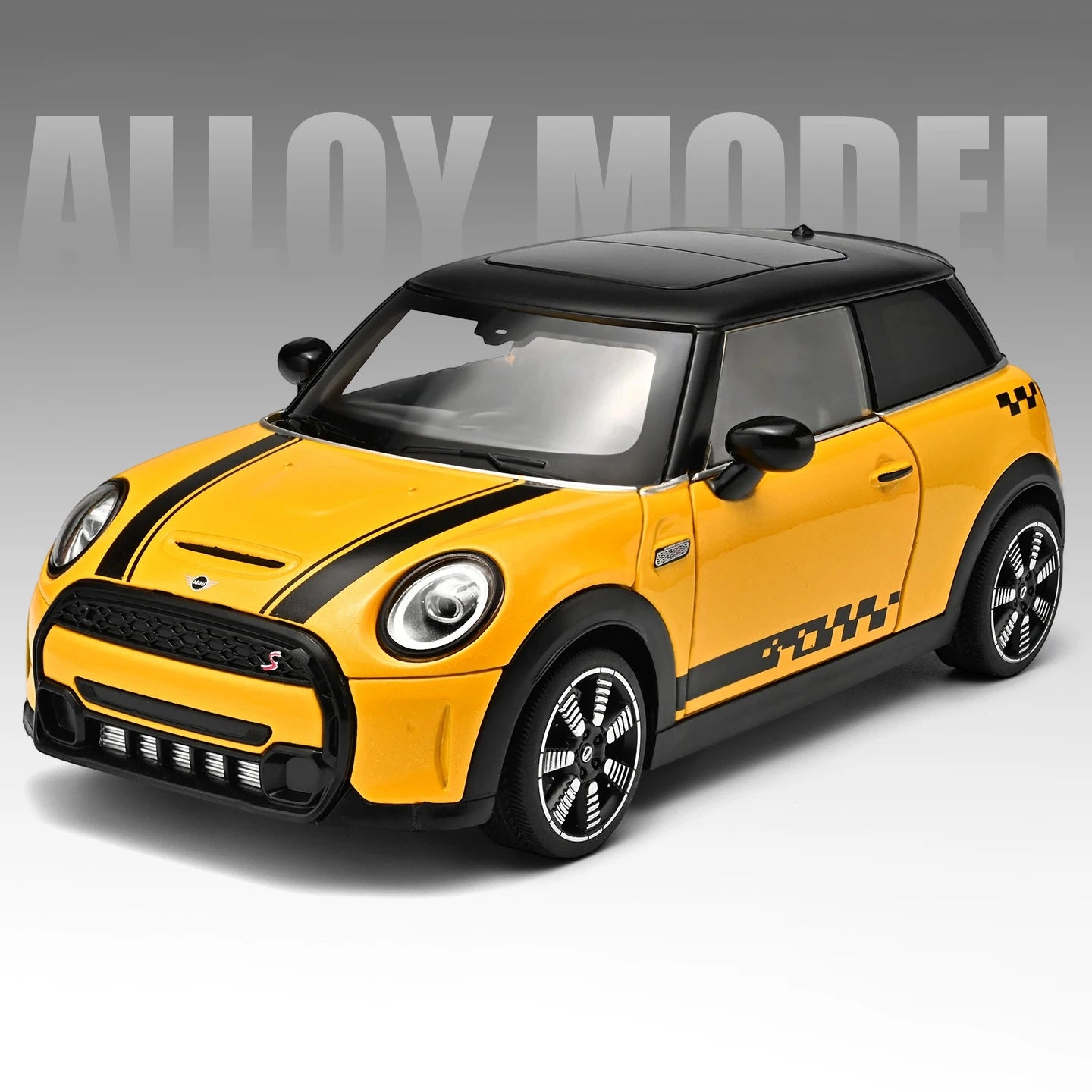 1 24 Scale Mini Cooper S Modified Diecast Pull Back Model Car with Sound and Light