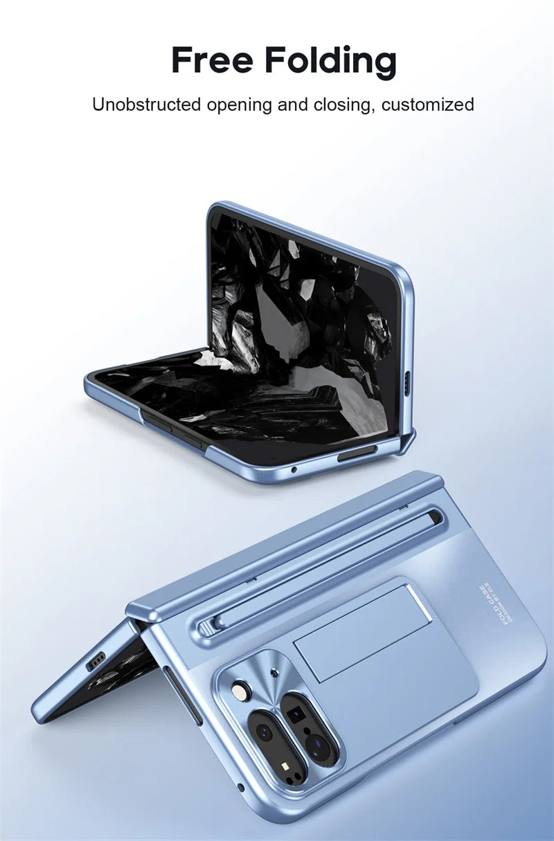 Electroplated Frosted lens Protection Tempered Glass Film Phone Case for Google Pixel 9 Pro Folding Hinge Phone Case