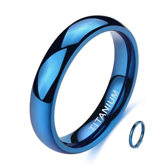 2/4mm Titanium ring Polished Blue For Men and Women Cool Rings