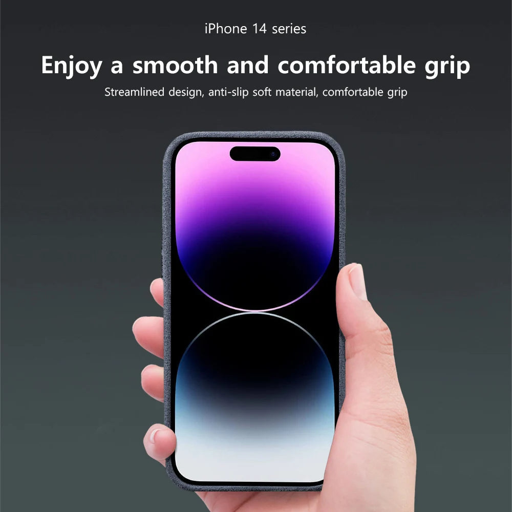 for Magsafe Case Soft Suede Fur Car Leather Phone Case for iPhone 14 Pro Max 14Pro 14 Plus  Back Cover
