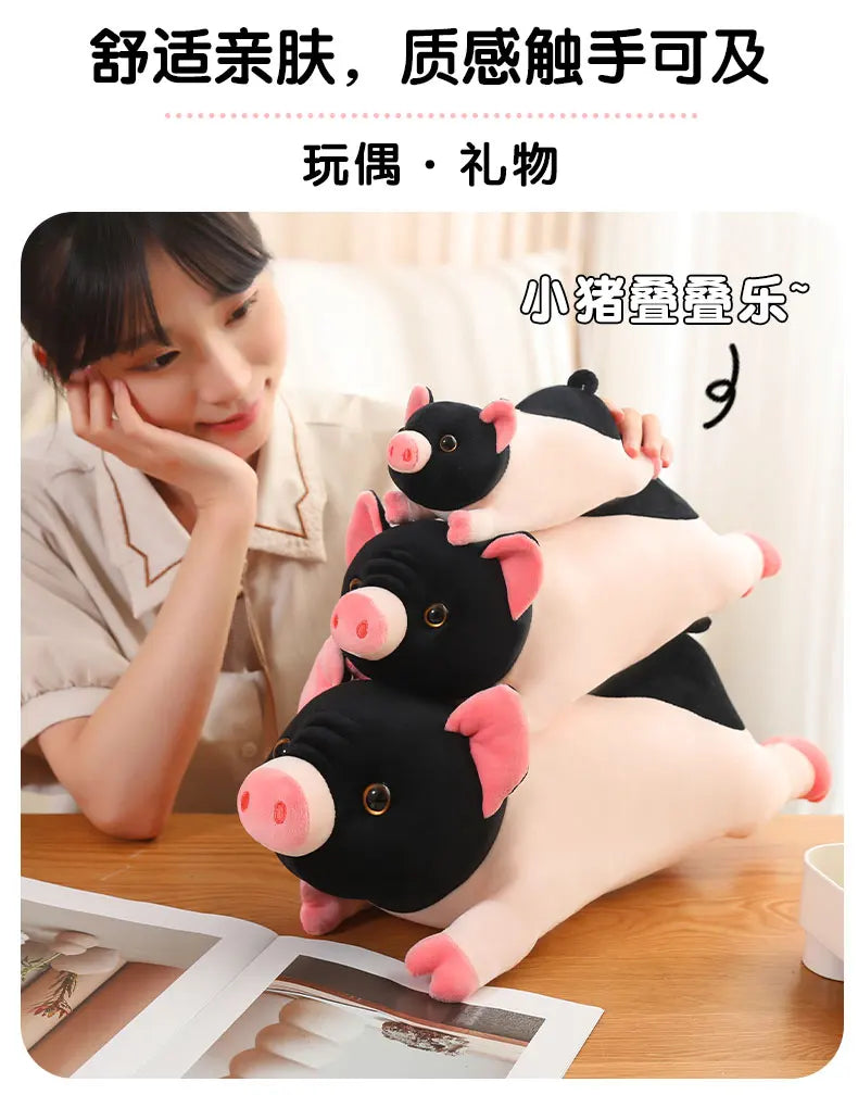 Cute Miniature Pig Plush Stuffed Animal Lying Down Pillow