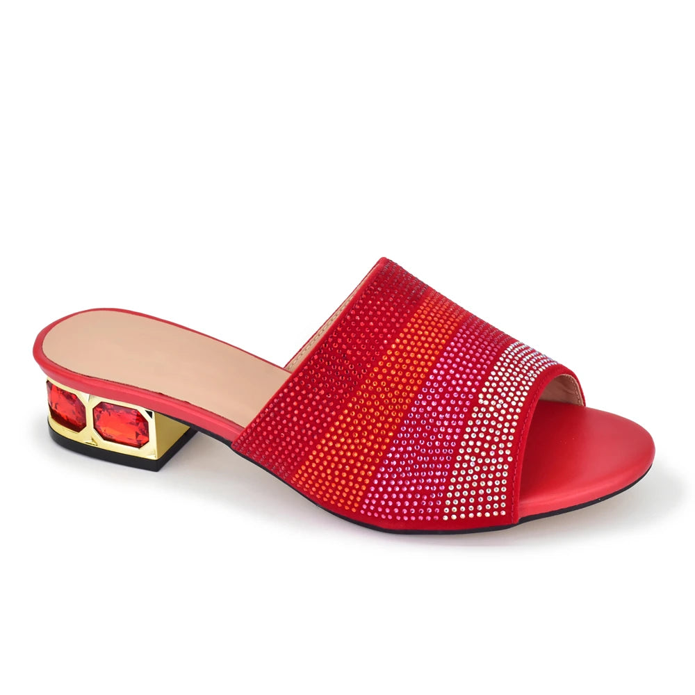 Wedding Shoes for Bride Party Shoes and Slippers Decorated with Rhinestone Nigerian Women Party Pumps