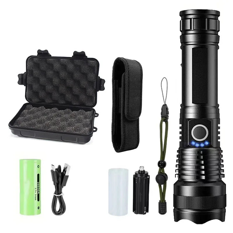 High Power Rechargeable LED Flashlight With Zoom And USB Charging