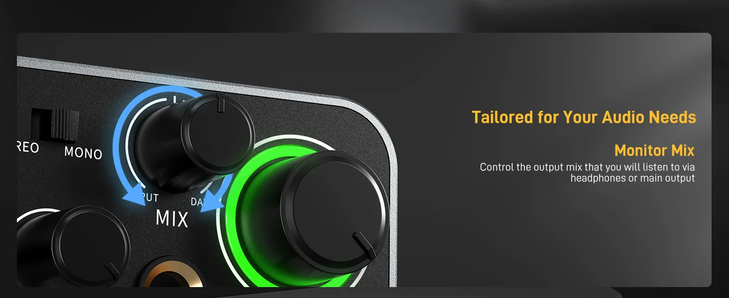 PS22 USB Audio Interface for PC,60dB Pro-Preamp, 24bit 192kHz,Dual USB Interface for PC and Smartphone, Routing Software