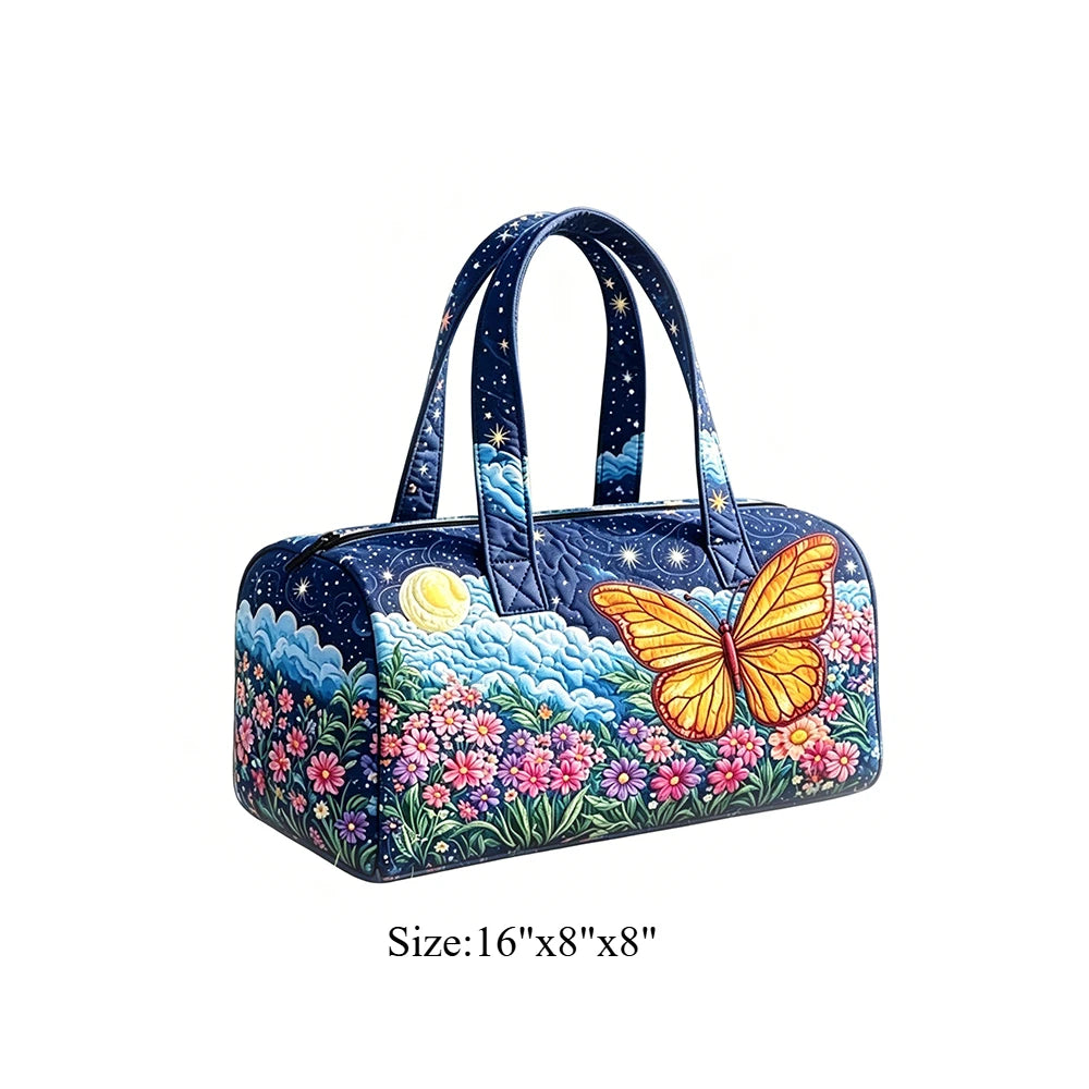 Animal Cow Floral Print Quilted Duffel Bag Weekender Travel Bag Lightweight Overnight Carry On Luggage for Gym Sports Getaway