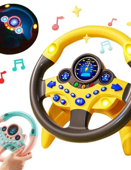 Kids Steering Wheel for Backseat Simulated Driving Steering Wheel Toy with Light Music Preschool Toys Pretend Driving Toy Gifts