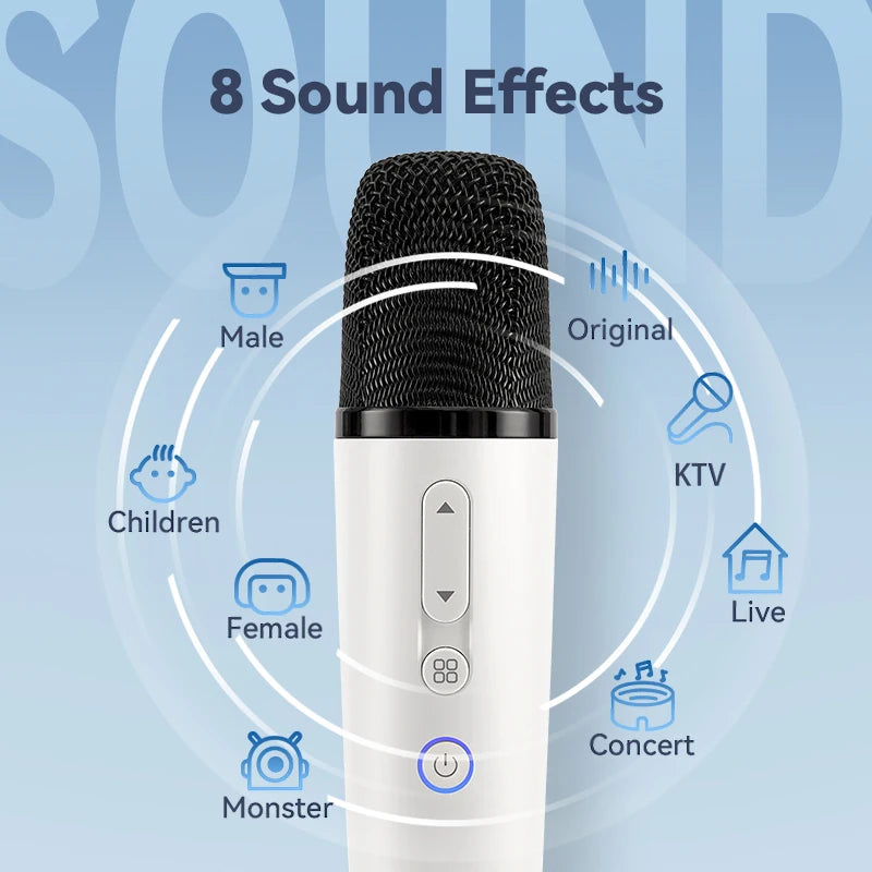 Q1PRO Tesla Karaoke Wireless Microphone with Portable Bag, 8 Sound Effects, Rechargeable Type-C Mic with AUX Receiver