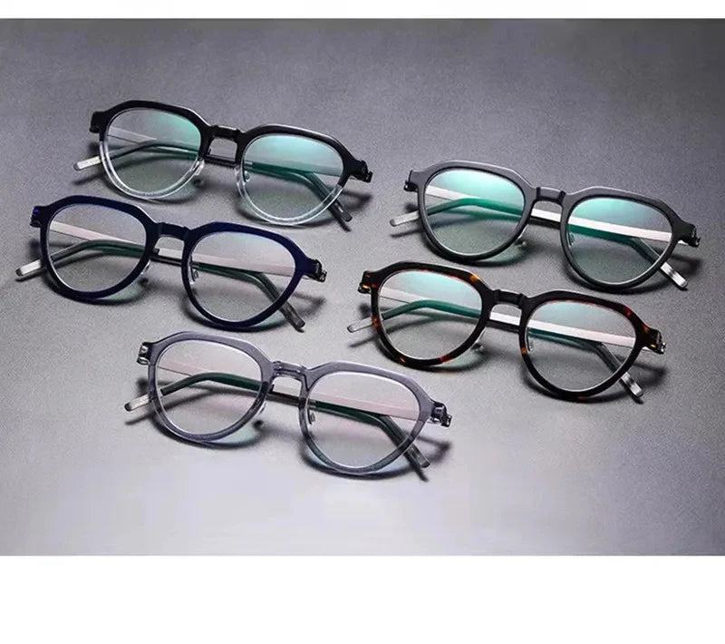Vintage Polygon Titanium Acetate Screwless Eyeglasses Frame