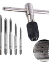 Portable 6pcs T-type Tap Wrench Set Drill Set Hand Tapping Tools Machine Screw Thread Tap Twist Bit M3/M4/M5/M6/M8  DIY Tool