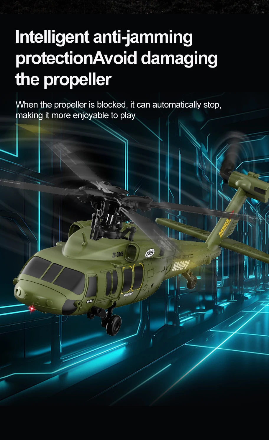 Remote Control Black Hawk Helicopter With Optical Flow Positioning