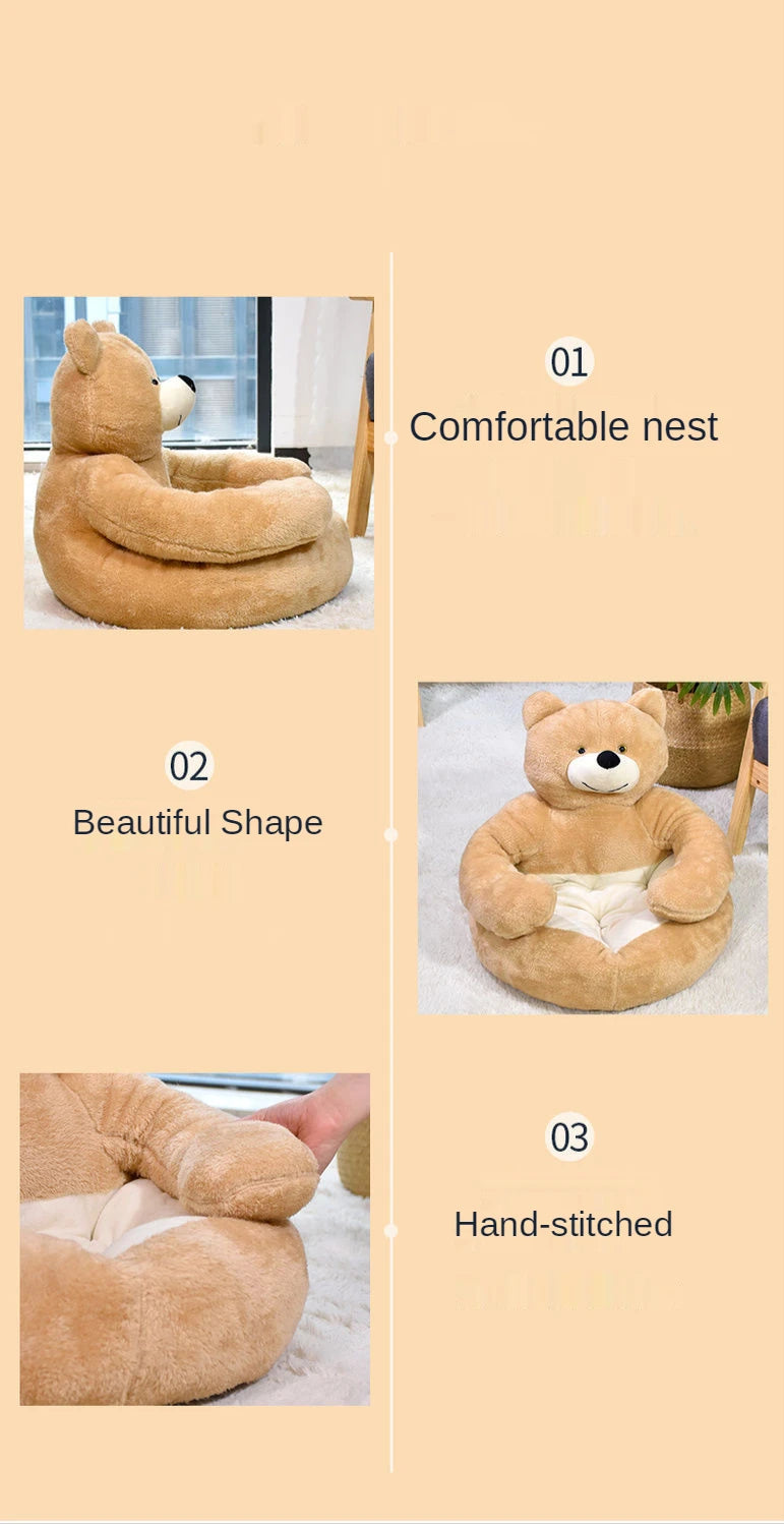 Washable Plush Pet Kennel Bed Sofa for Dogs and Cats