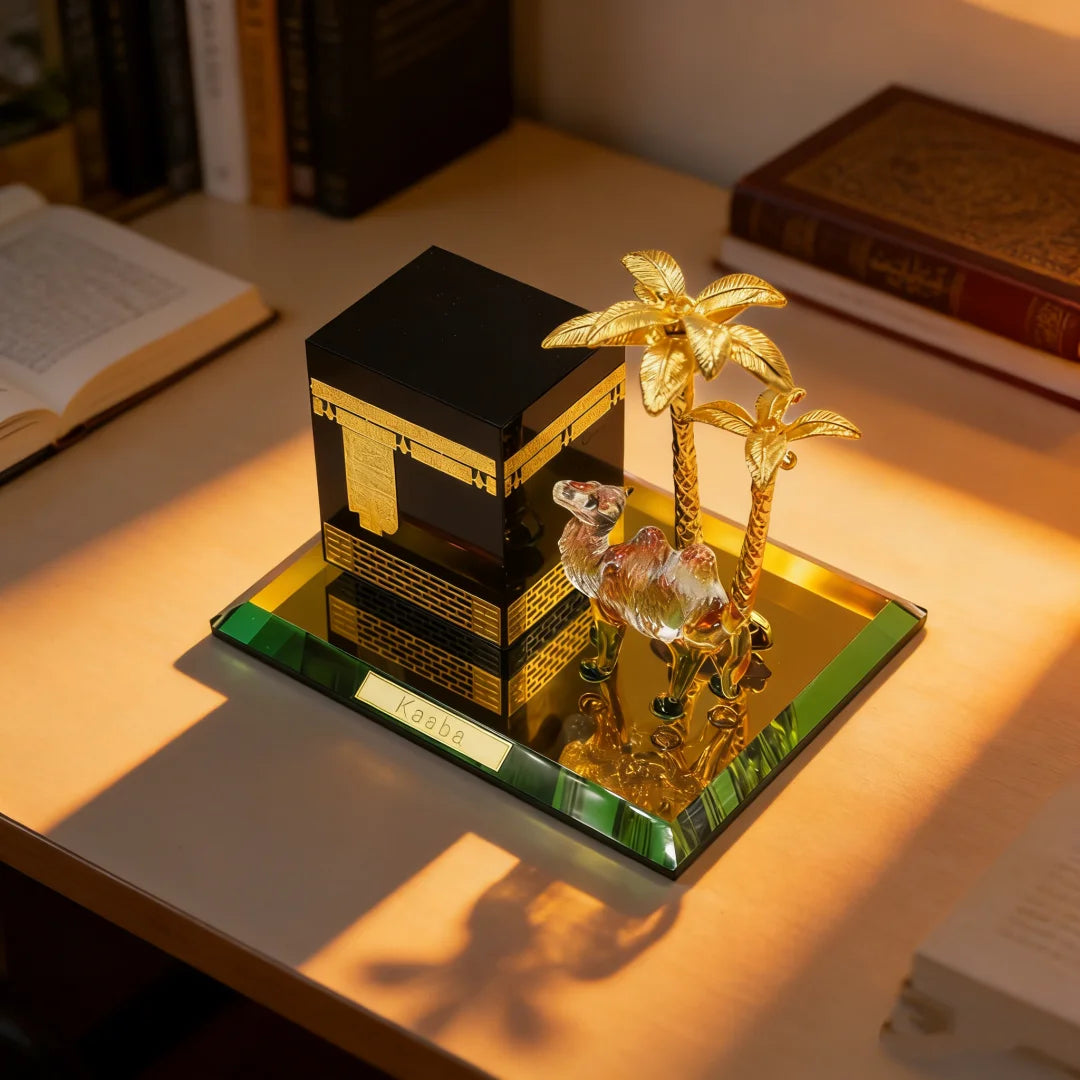 Islamic Mecca Decoration Model with Camel Palm Tree Miniature Muslim Home Décor Ornament Display Ramadan Eid Gift