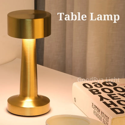 USB with Touch Sensor Dimmable Metal Table Lamp 3 Colors Bedroom Nightstand Kids Wireless LED Night Light Rechargeable Battery