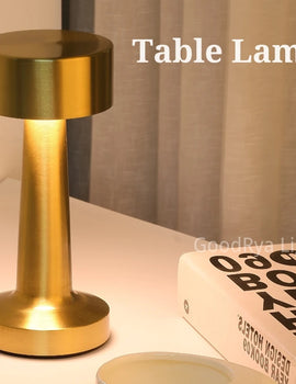 USB with Touch Sensor Dimmable Metal Table Lamp 3 Colors Bedroom Nightstand Kids Wireless LED Night Light Rechargeable Battery