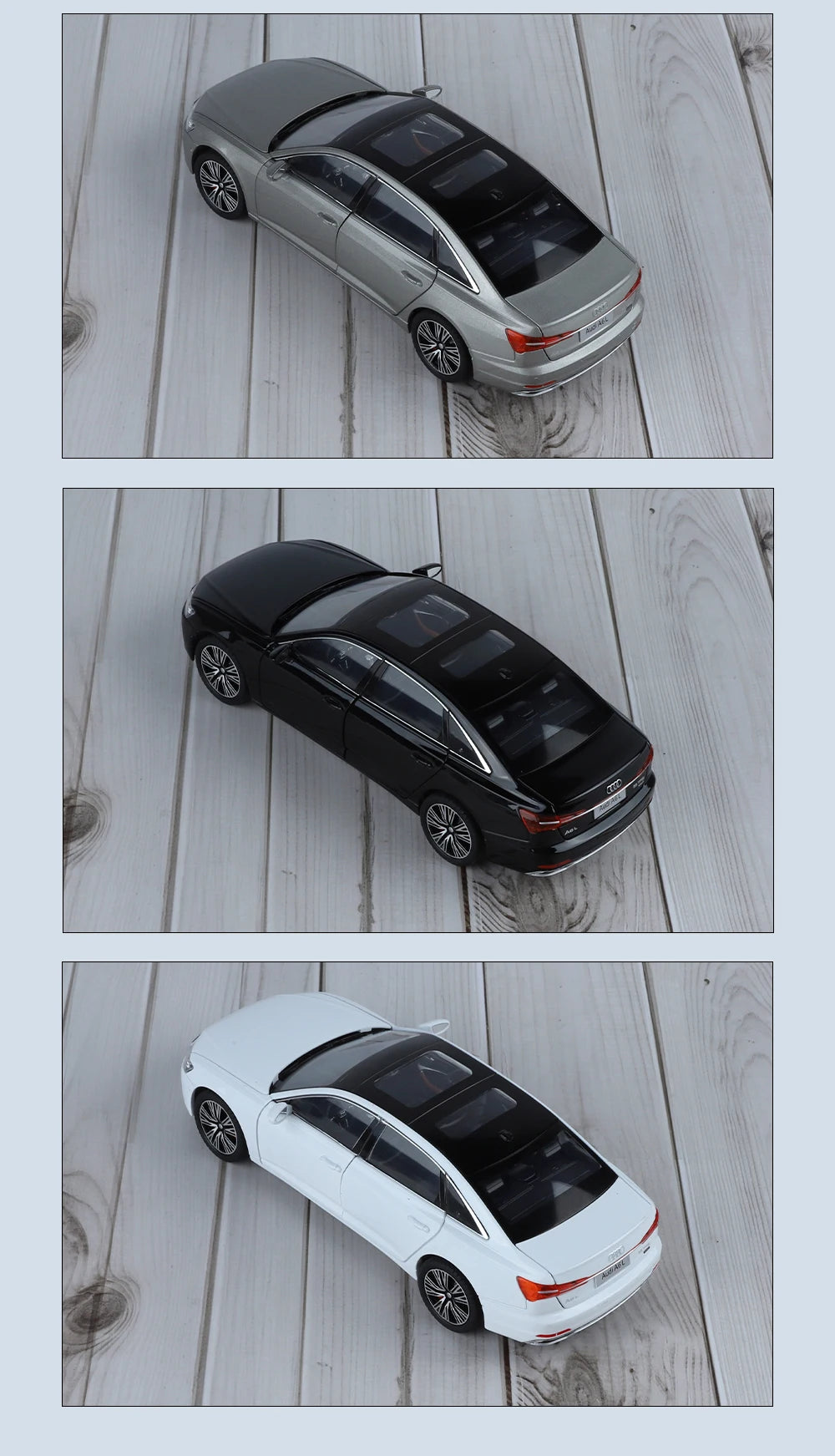 1:24 Audi A6 Alloy Diecast Vehicles Model Car Miniature Metal Sound Light Ornaments Gifts Collections Hobby Decoration Christmas