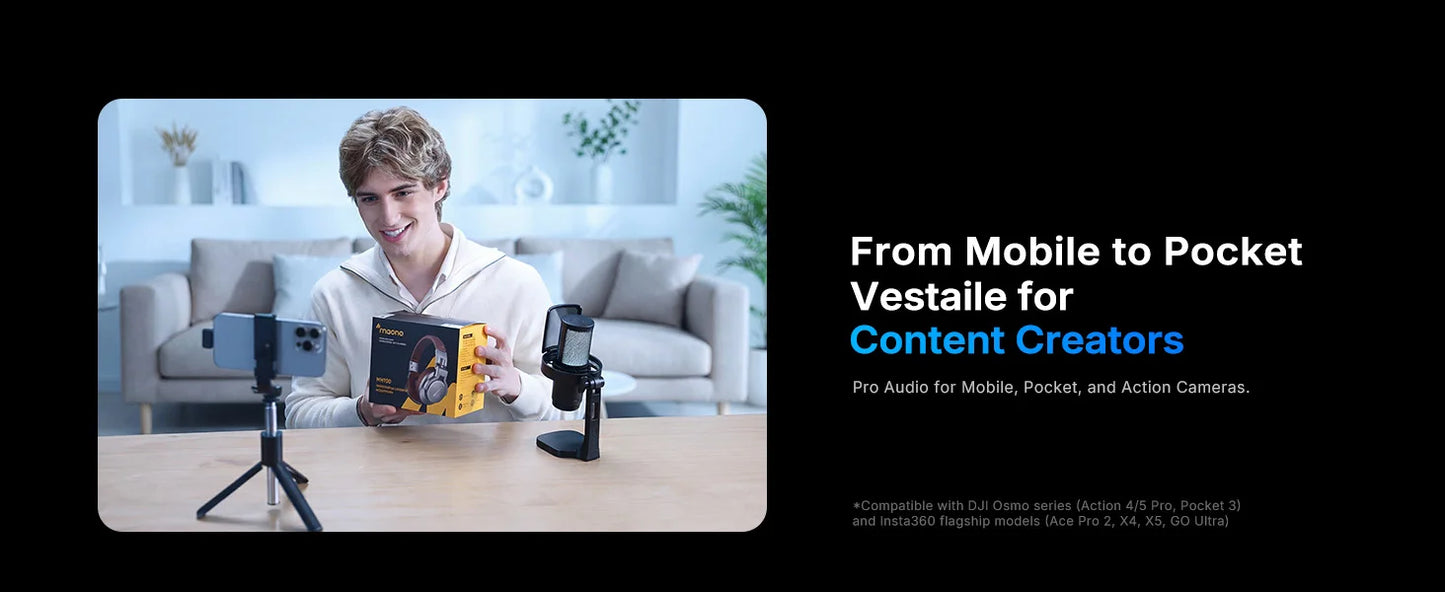 Wireless USB Gaming Microphone with AI Noise Reduction and RGB Lighting