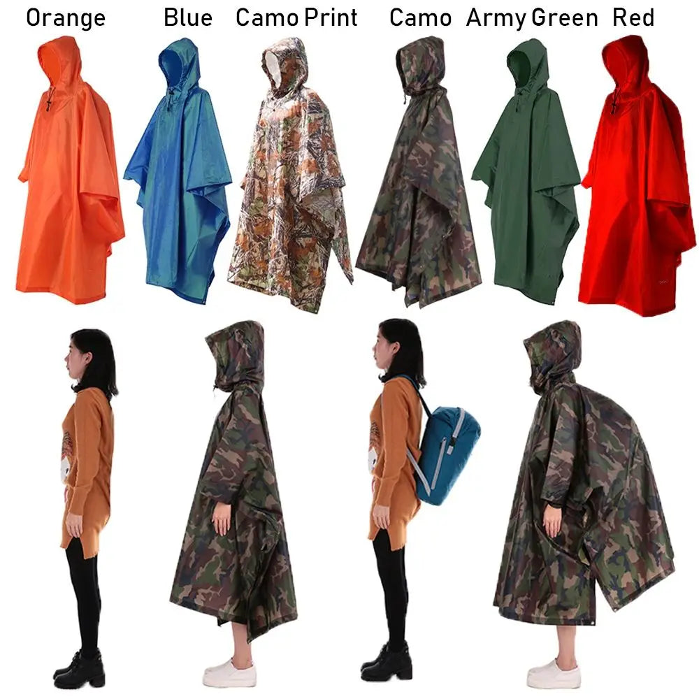 Three in One Waterproof Rain Poncho with Backpack Cover for Hiking and Camping