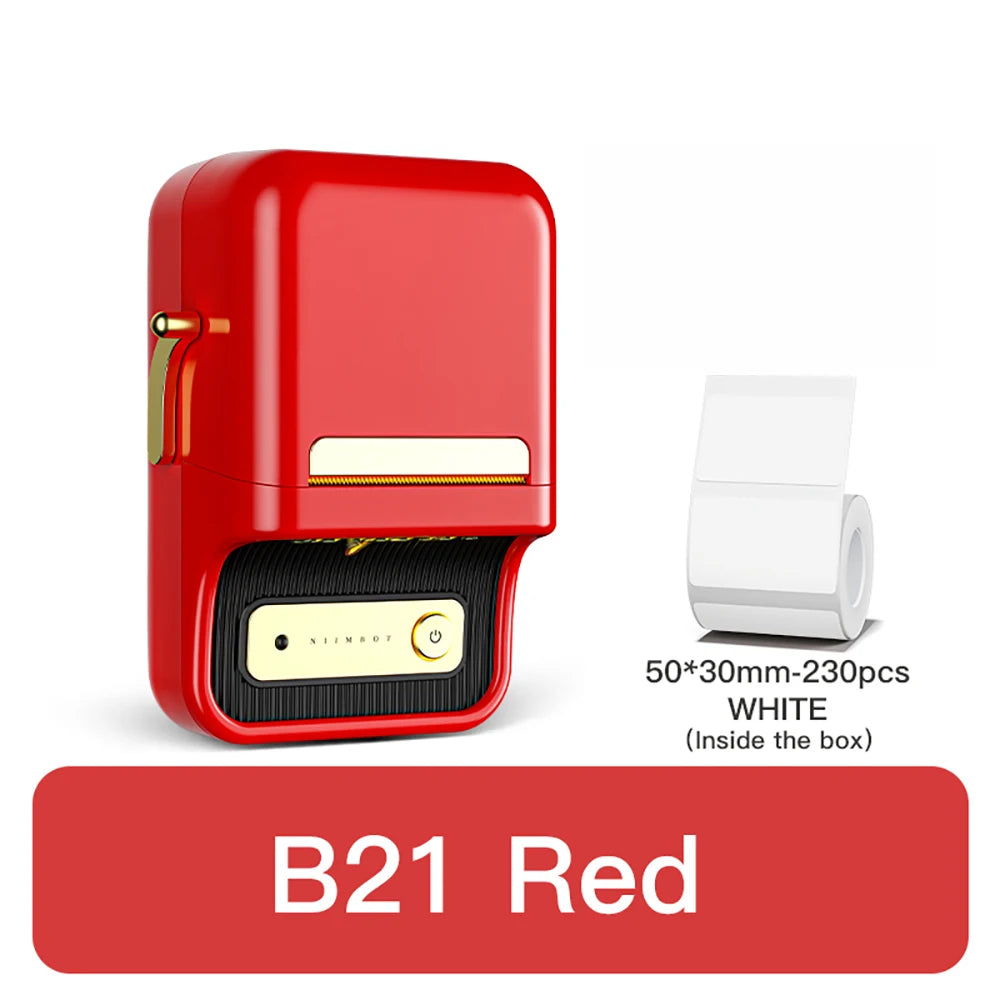 B21 Mini Thermal Label Printer, Bluetooth Wireless Barcode Label Maker, Portable Inkless Sticker Printer for Business & Office