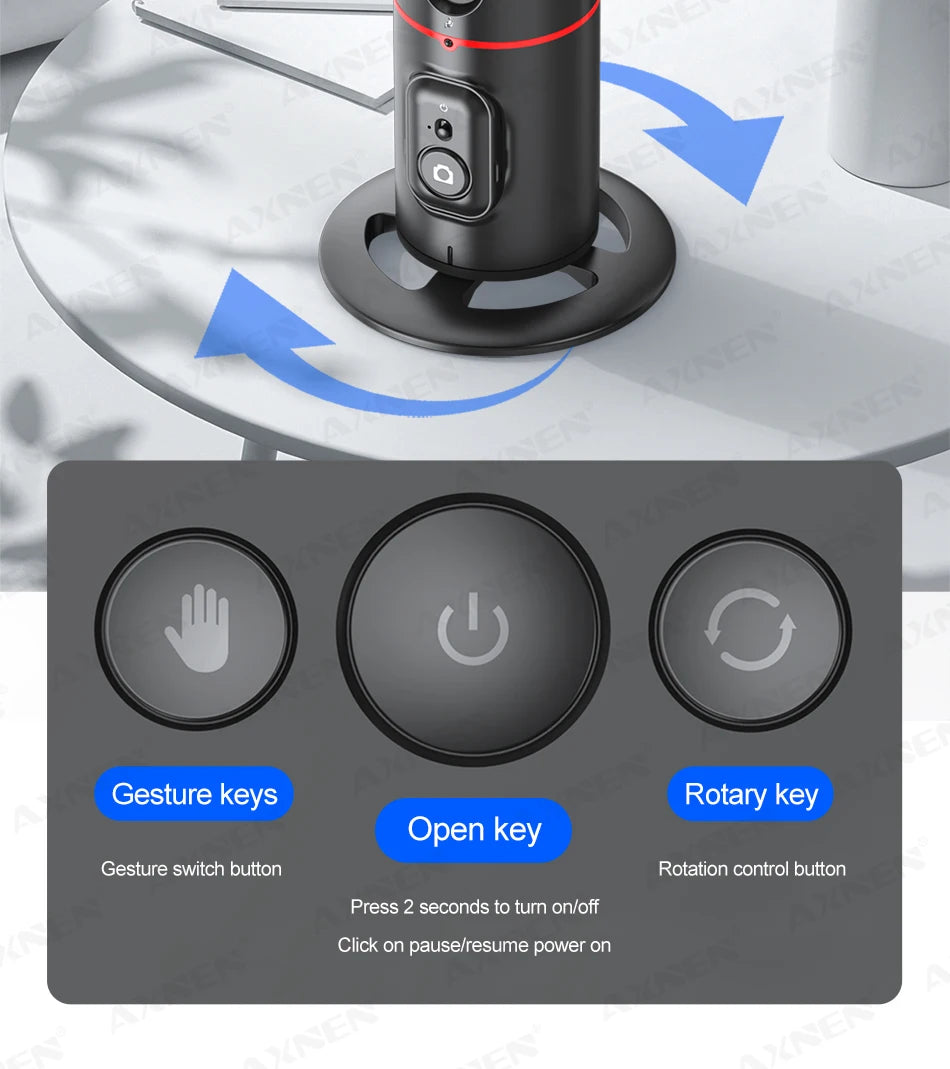 P02 360 Rotation Follow-up Gimbal Stabilizer Monopod Desktop Tracking Gimbal with Remote for Phone Live Photography