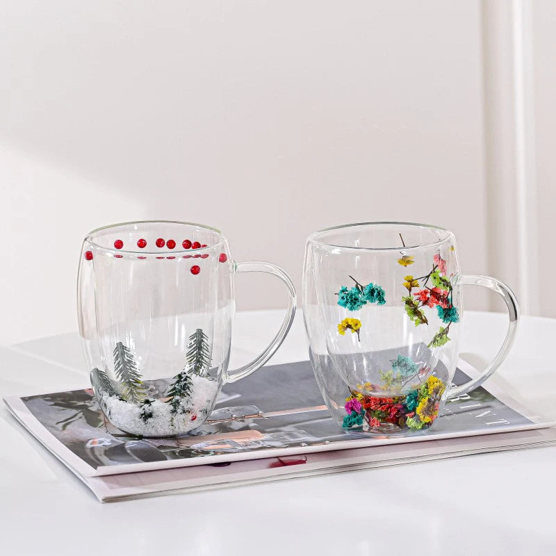 1/2/4PCS Double Wall Clear Glass Coffee Mugs Double Insulated Glass Cup For Hot Cold Beverages Cappuccino Espresso Cup