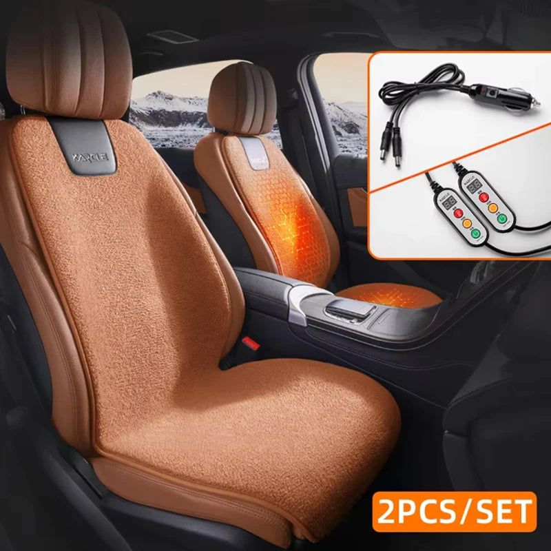 Heated Car Seat Cover Fleece Graphene Fast Car Seat Heater 12/24V Warm Plush Seat Protector Car Heating Mat Winter Seat Cushion