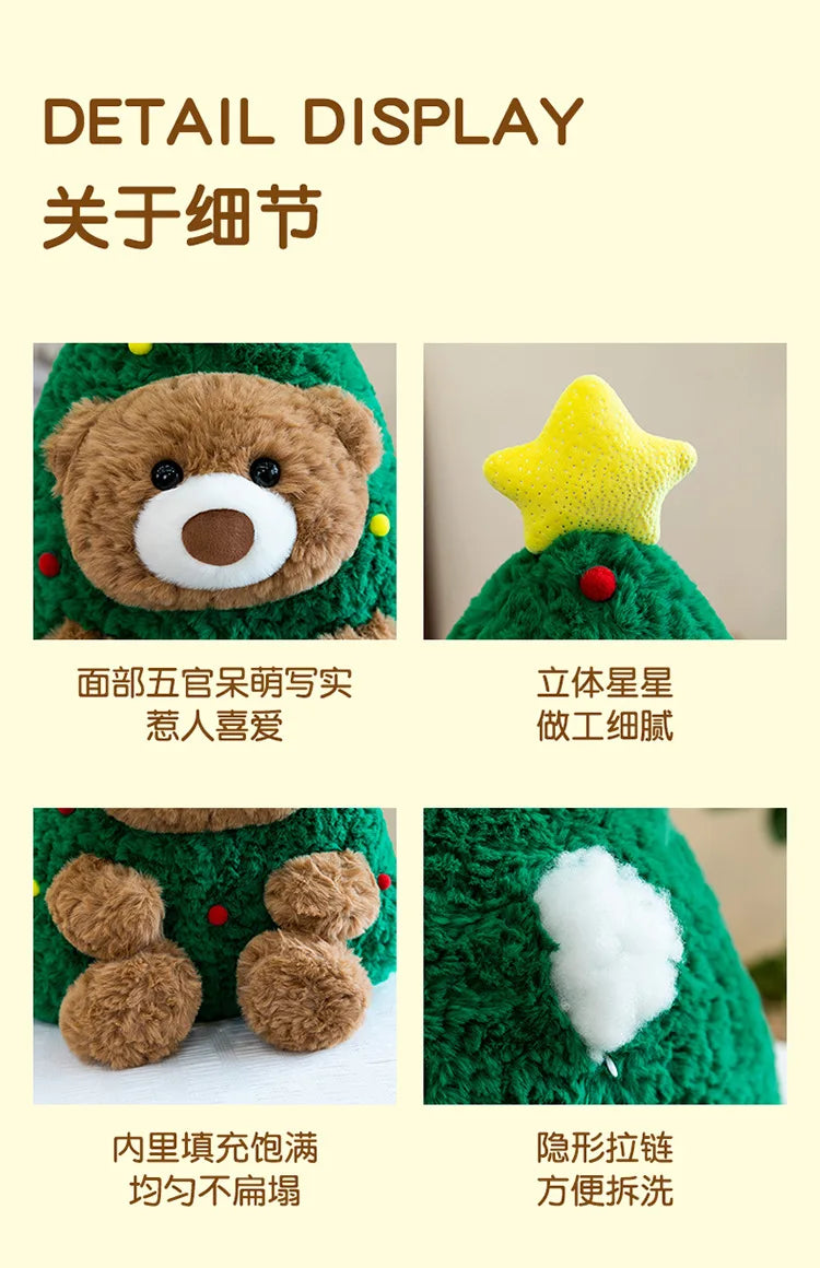 Cute Christmas Bear Plush Stuffed Doll Pillow Toy