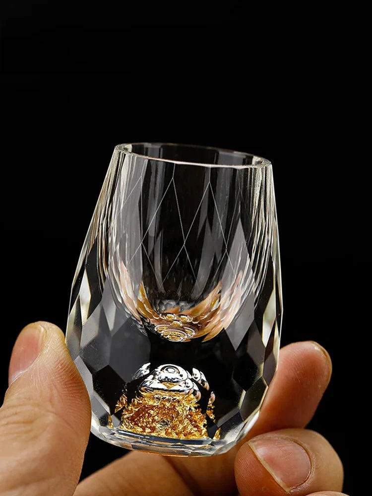 4/6pcs Diamond Crystal Liquor Glasses Set Vodka Shot Glass Wine Glasses Whiskey Glass Spirits Sake Soju Brandy Tea Cup 15ml