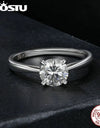 1.0CT Moissanite 925 Sterling Silver Platinum Plated Wedding Ring for Women Classical D Color Lab Diamond Engagement Rings