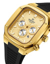 Silicone Strap Quartz Square Wristwatch Waterproof Luminous Chronograph Date Clock