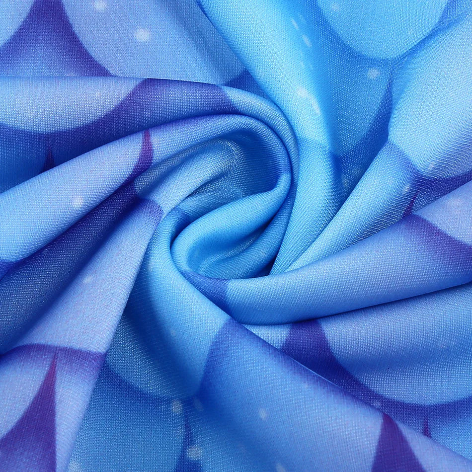 New Blue Red Purple Three Colors Mermaid Flying Sleeve Fishtail Beautiful Dress For Girl Summer Beach Party Cool Gown