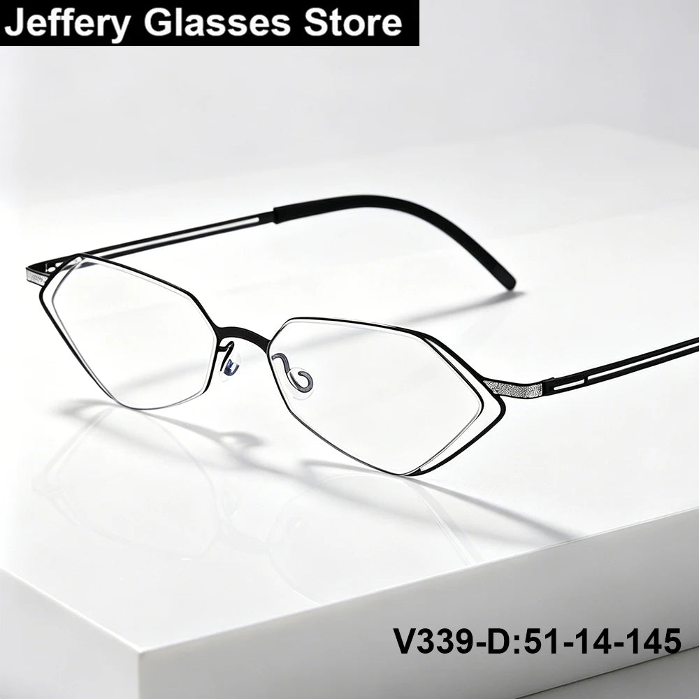Diamond Shape Titanium Polygon Eyeglasses Frame