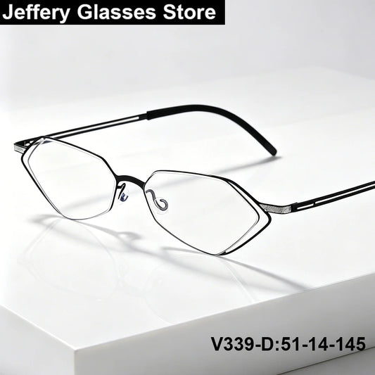 Diamond Shape Titanium Polygon Eyeglasses Frame