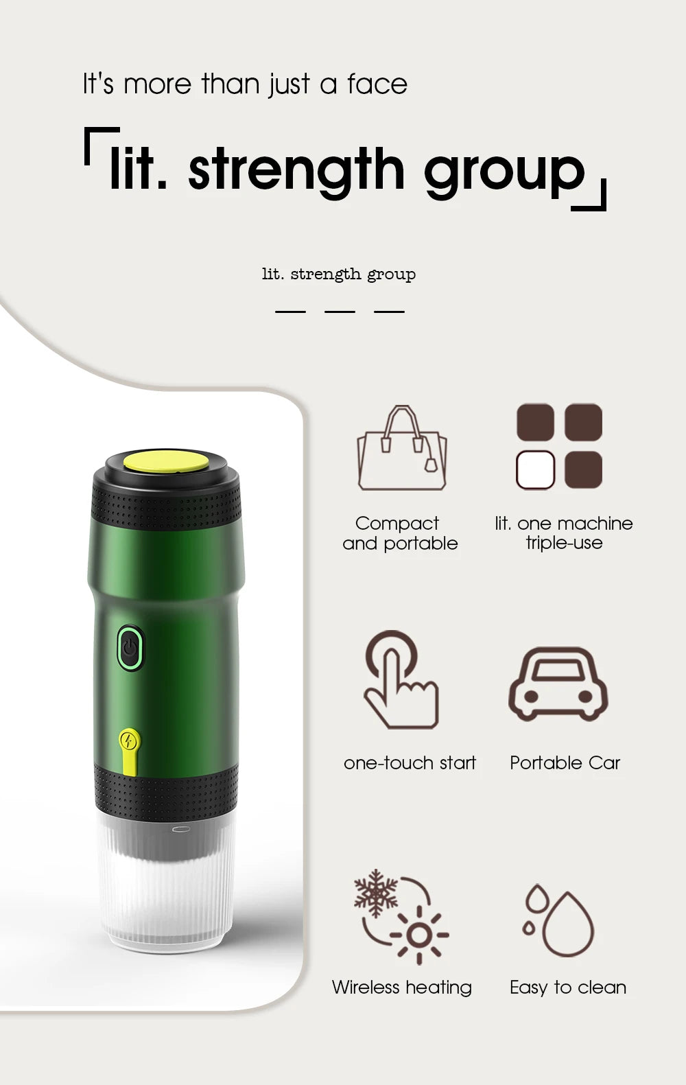 Foombthe Electric Portable Coffee Machine Italian Espresso Machine for Car & Home 3-in-1 Capsule Powder Travel Coffee Maker