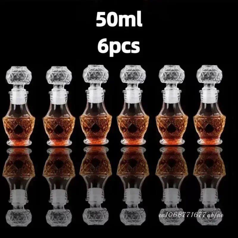 50ml 100ml 6pcs 12pcs Whisky Glass Liquor Bottle French Carved For Alcohol Wedding Gifts Wine Mini Container Storage Favour Set