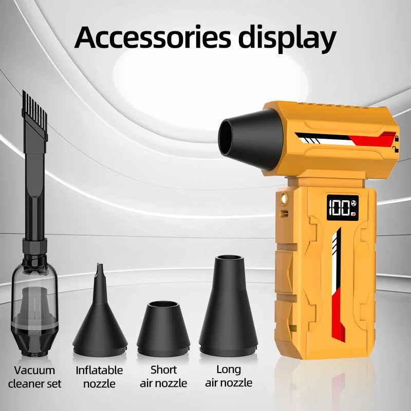Mini pocket fan, 580,000 RPM turbo hair dryer, portable cordless vacuum cleaner, snow blower, multi-functional cleaning tools