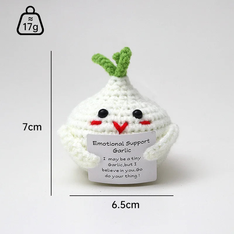 3 Pcs Positive Crochet Hedgehog Doll with Affirmation Card Home Room Decoration Funny Handmade Plush Doll Ornaments Christmas Gifts