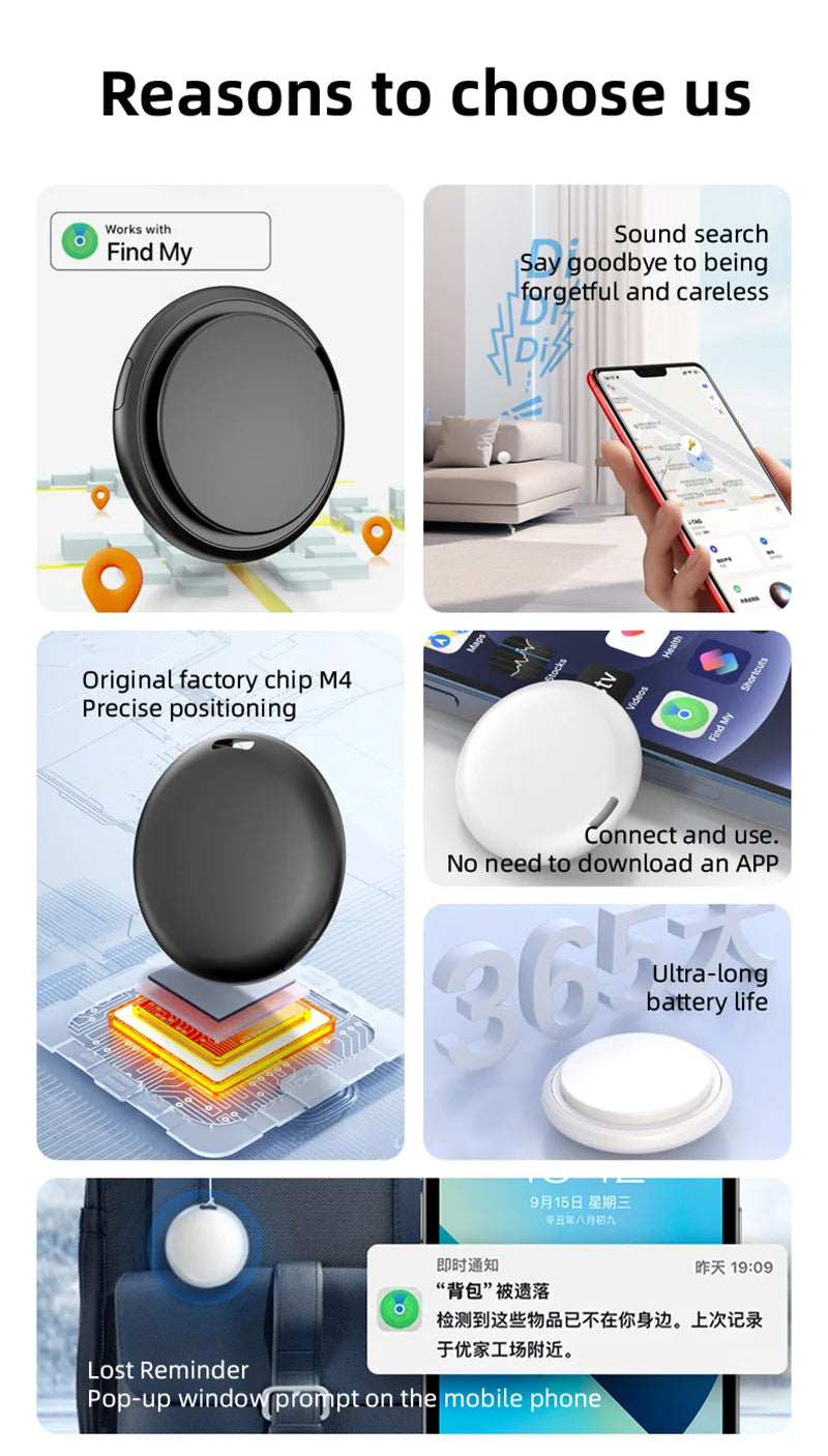 Mini Global Position Systm Tracker Apple Find My Compatible Slim Design Global Location Anti-Lost Device For  Luggage Long Battery Life