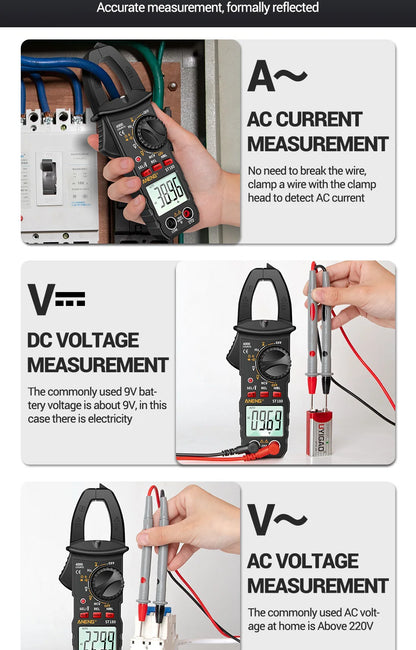 Smart Clamp Multimeter 600V Meter AC/DC Voltage Tester Ammeter Pliers Test Voltmeter Capacitance Ohm Current Tools