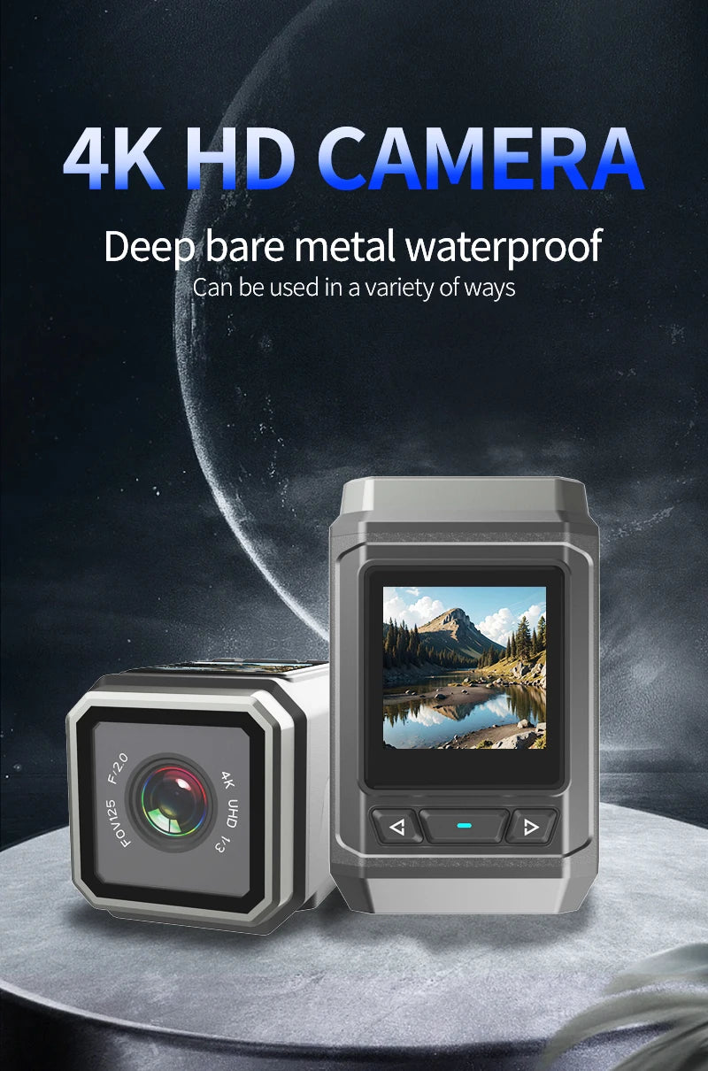 4K Ultra HD WiFi Mini Action Camera Wearable Helmet Bicycle Motorcycle Sports Camera with Wide Angle Lens and Built In Mic