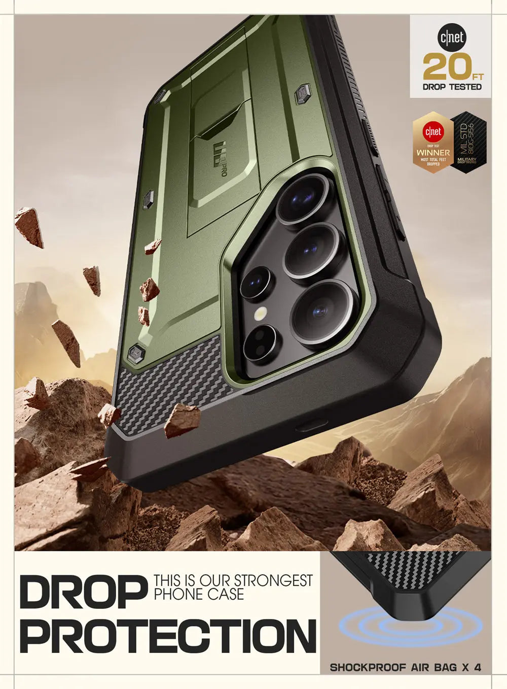 For Samsung Galaxy S25 Ultra Case UB Pro Full-Body Dual Layer Rugged Belt-Clip Phone Case with Built-in Screen Protector