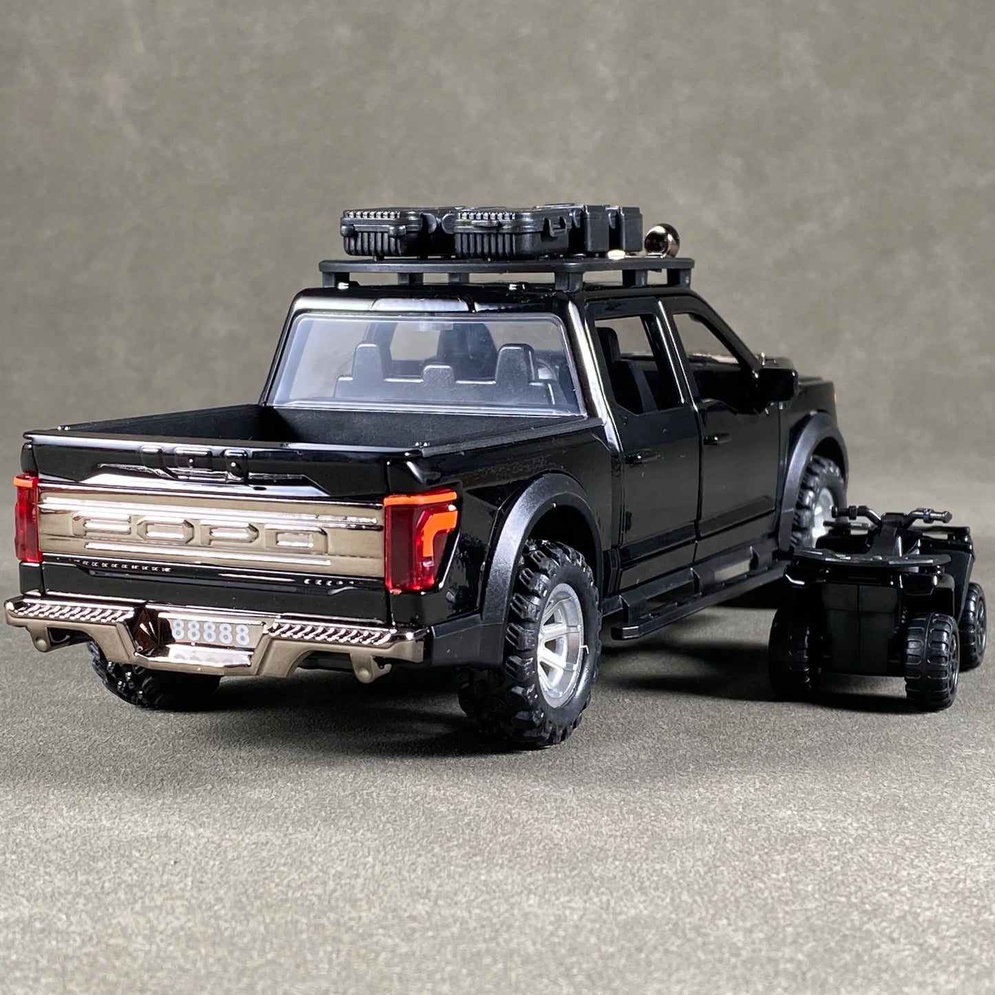 1:24 F150 Off Road Pickup Truck Alloy Diecast Metal Model Sound & Light Pull Back Toy Trendy Display Birthday Present For Friend