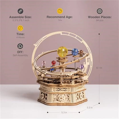 Starry Night Mechanical Music Box 3D Wooden Puzzle Assembly Model Building Craft Kits