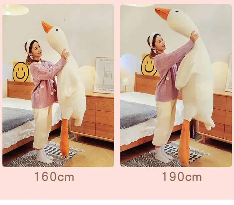 50-160cm Big White Goose Plush Toy Giant Duck Doll Soft Stuffed Animal Goose Sleeping Pillow Sofa Cushion Birthday Gift for Kids