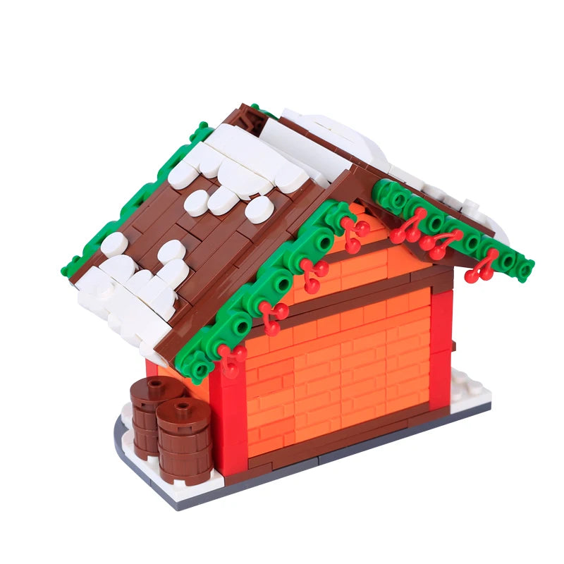 Christmas Village House Building Blocks Sleigh Reindeer Tree Present Car Wreath Fireplace Gingerbread Man Bricks Toys  Gift